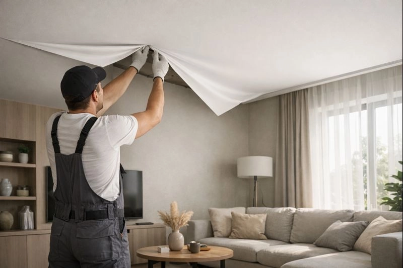 Как снять натяжной потолок