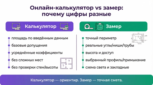 Калькулятор — это ориентир, замер — точная смета