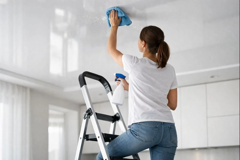 Как мыть натяжные потолки